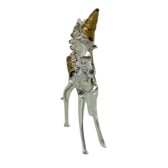 Clear Glass Unicorn, Gold Accents, Fantasy Horse Figurine 4" - Picture 5 of 8
